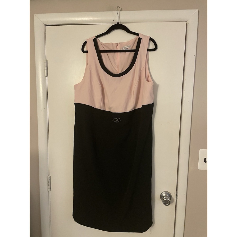 Sandra Darren Colorblock Dress Pink Black Sleeveless Career Party 20w